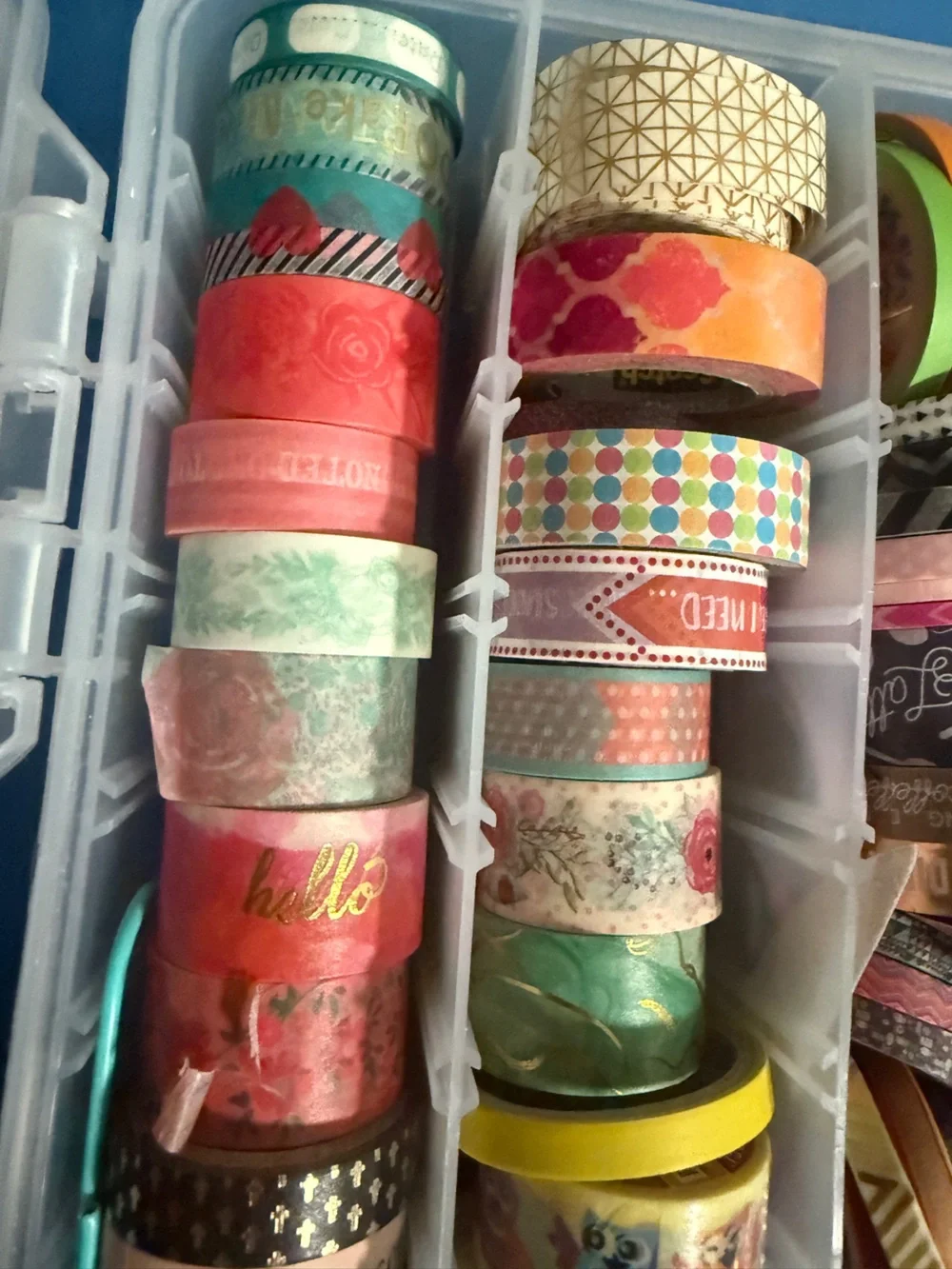 Huge Washi Tape Collection Lot with Clear Storage Organizer Box – 80+ Rolls